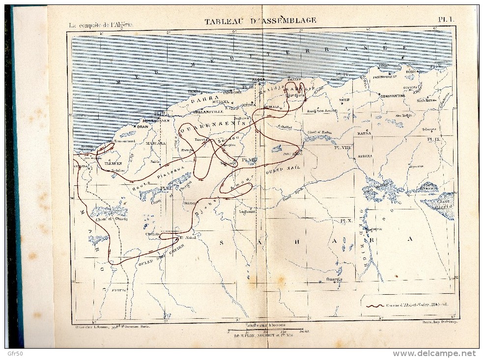 LA CONQUETE DE L´ ALGERIE  1841 - 1857  -  ATLAS - Camille Rousset 1889 -  Tableau D´assemblage Et 9 Cartes Par Régions - 1801-1900