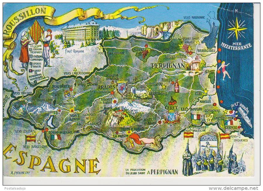 (FR1081) CARTE GEOGRAPHIQUE. ROUSSILLON. MAPA. MAP. MAPE - Mapas