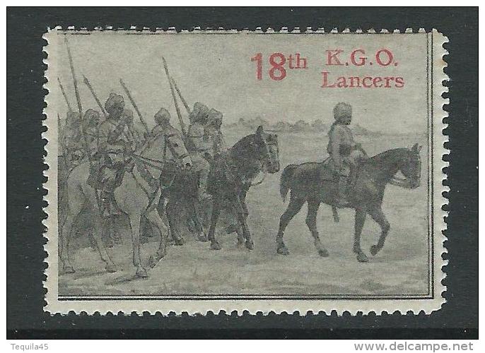 Vignette Delandre - ENGLAND - KGO Lancers India - Cinderella Wwi Ww1 Poster Stamp 1914 1918 Marine Bateaux - Vignette Militari