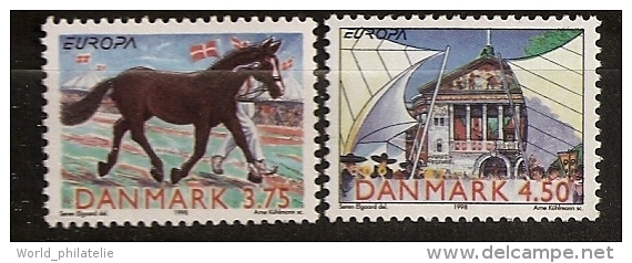 Danemark Danmark 1998 N° 1191 / 2 ** Europa, Festival, Fête, Foire Aux Bestiaux, Cheval, Arhus, Théâtre, Musique, Flûte - Nuevos