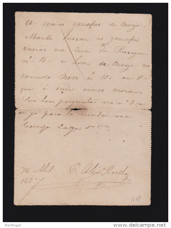 Brazil Brasil 1887 CB-8 Stationery Letter Card Local Use In Rio De Janeiro - Ganzsachen