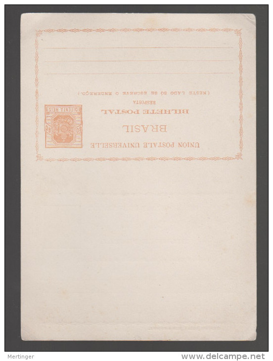 Brazil Brasil 1880 BP8 Answer Stationery Card Mint Not Folded - Entiers Postaux