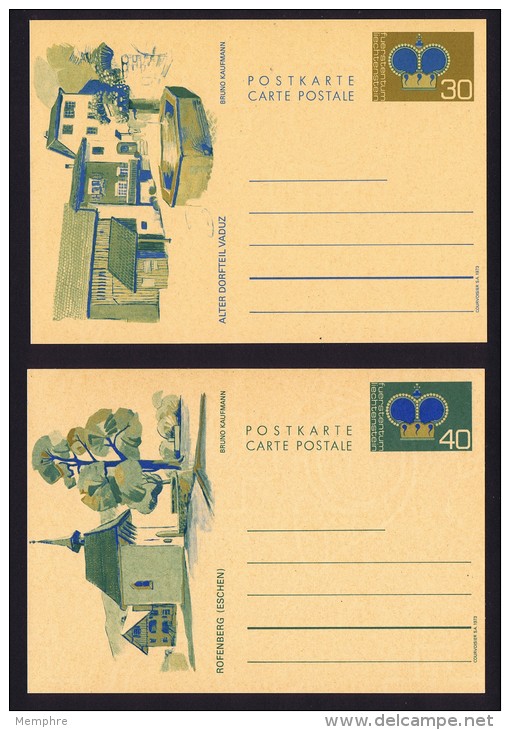 1973  Cartes Postales Couronne Princière  30 Et 40 Rp. Michel P 77-8 Neuves - Stamped Stationery