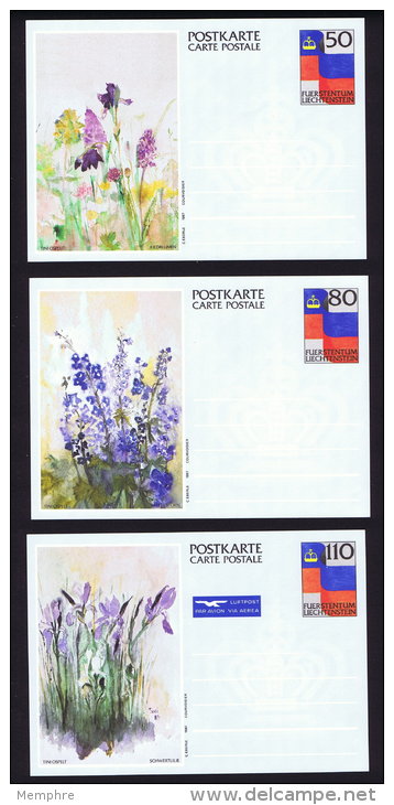 1987  Cartes Postales Fleurs Alpines  50, 80 Et 110 Rp. Michel P 85-7  Neuves - Stamped Stationery