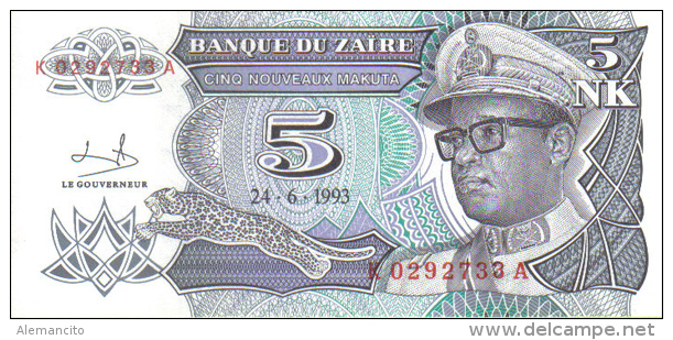 Zaire  Billete Valor 5 Nk 24-06-1993  S/C - Zaire