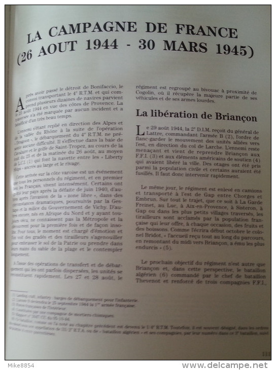 237 - LE 4e R.T.M.   Histoire D'un Régiment De TIRAILLEURS  Marocains 1920-1964  ++++ - Histoire