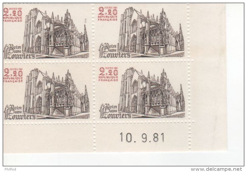 1981 - Notre Dame De Louvier -  Bloc De 4 X N°  2161 - Coin Daté 10-9-81 - 1980-1989