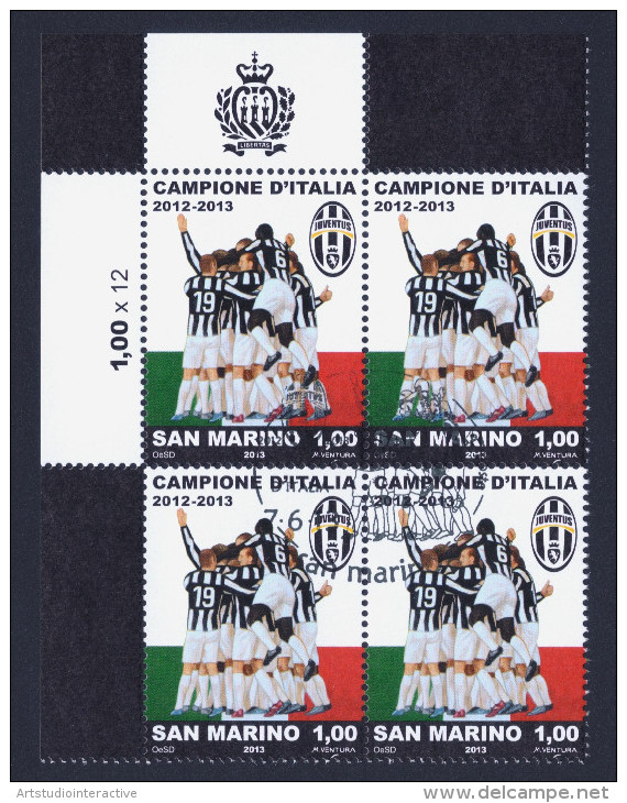 2013 SAN MARINO "JUVENTUS CAMPIONE D´ITALIA 2012/2013" QUARTINA ANNULLO PRIMO GIORNO - Usados