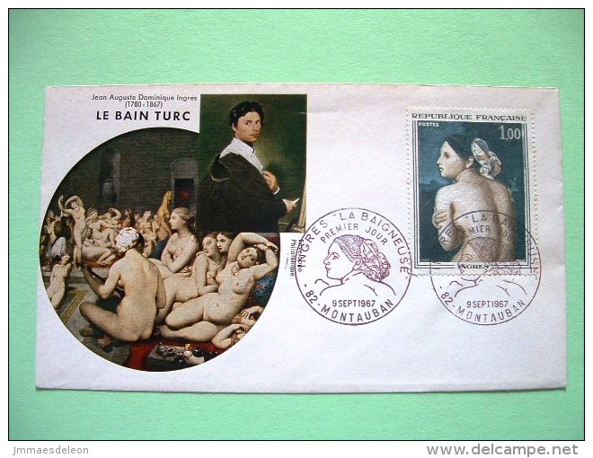 France 1967 FDC Cover - Paintings Ingres - Nude Women - Turkish Bath - Cartas & Documentos