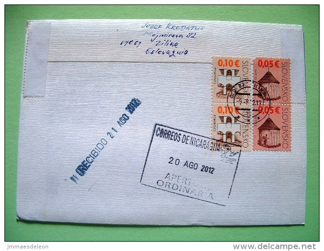 Slovakia 2012 FDC Cover To Nicaragua - Godess With Spade Or Torch - Houses Architecture - Cartas & Documentos