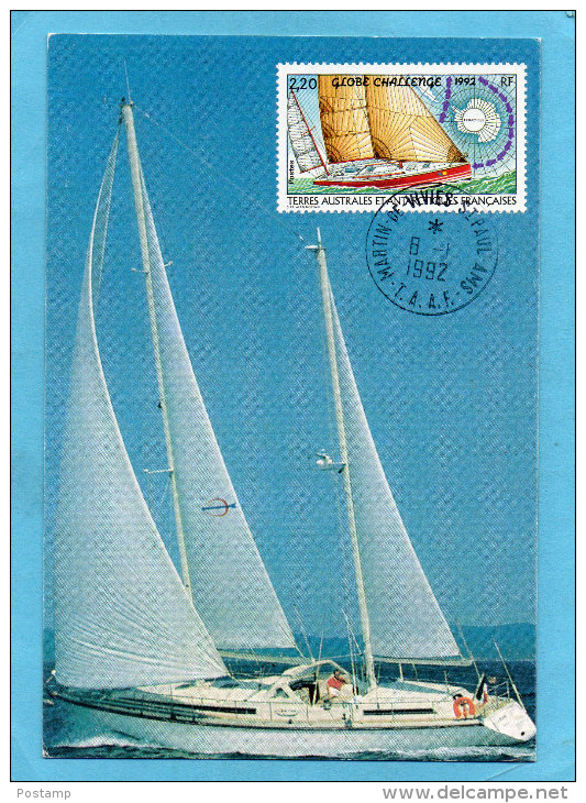 MARCOPHILIE -carte   MAXIMUM-T A A F -1992- Course à La Voile Autourdu Monde-voilier-timbre N°165 - FDC