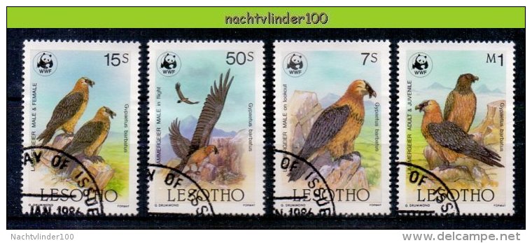 Mzi034sg WWF FAUNA ROOFVOGELS LAMMERGIER VULTURE BIRDS OF PREY GREIFVÖGEL AVES OISEAUX LESOTHO 1986 Gebr/used - Used Stamps