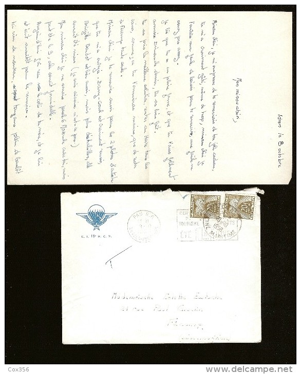 ENVELOPPE + LETTRE Du C.I.18e R.C.P. TAMPONS : PAU 1958 , FECAMP - Algemene Zegels