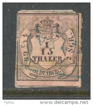 1852 OLDENBURG 1/15 TH MICHEL: 3 II USED - Oldenburg