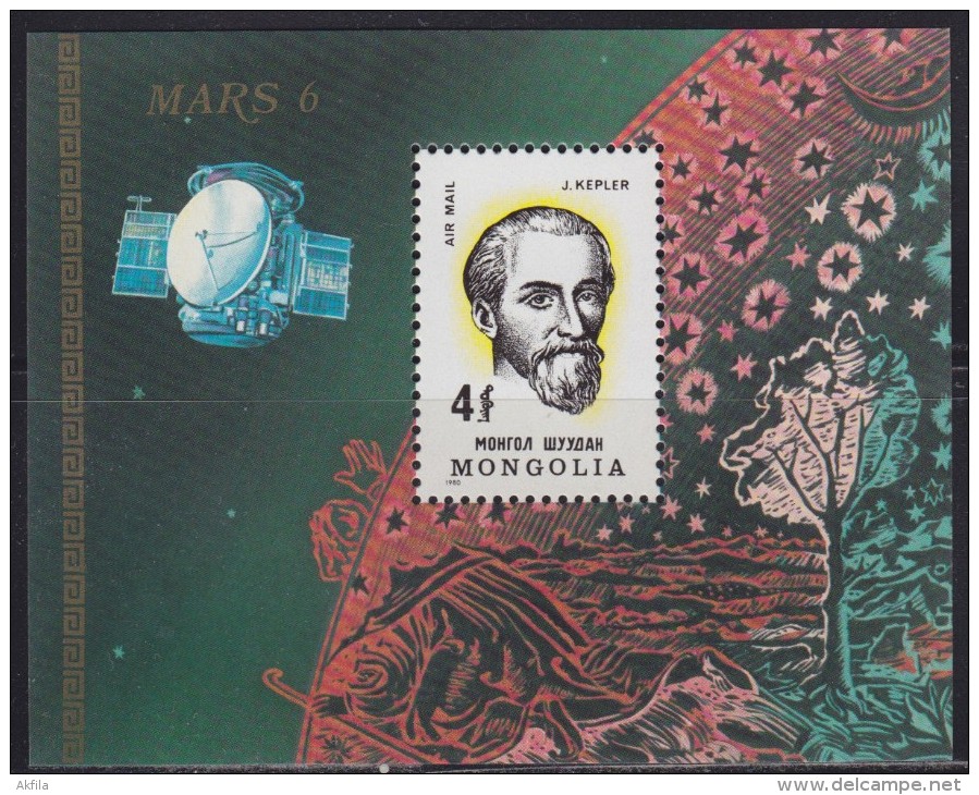 2931. Mongolia, 1980, Johannes Kepler, Block, MNH (**) - Mongolie