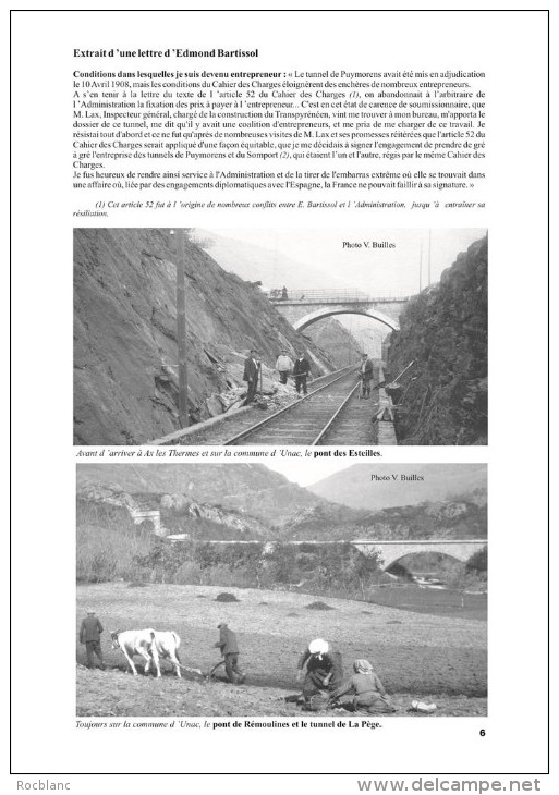 ARIEGE Chemin De Fer,Ax Les Thermes à Puigcerda Par Porté,Porta, L.de Carol, Construction Du Transpyrénéen (1908-1929) - Books & Catalogues