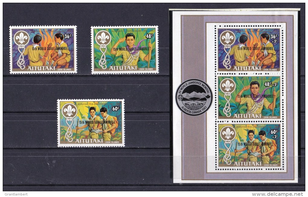 Aitutaki 1983 15th World Scout Jamboree Set Of 3 + Minisheet MNH - Aitutaki