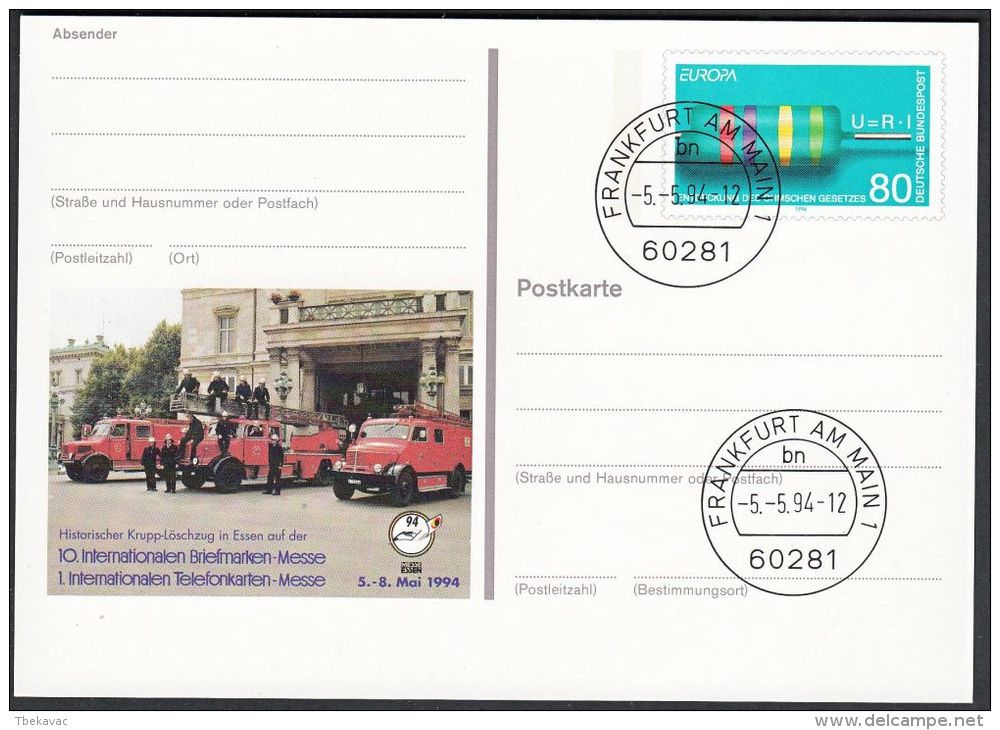 Germany 1994, Illustrated Postal Stationery "Philatelic Exhibition In Essen" W./postmark "Frankfurt",  Ref.bbzg - Cartoline Illustrate - Usati