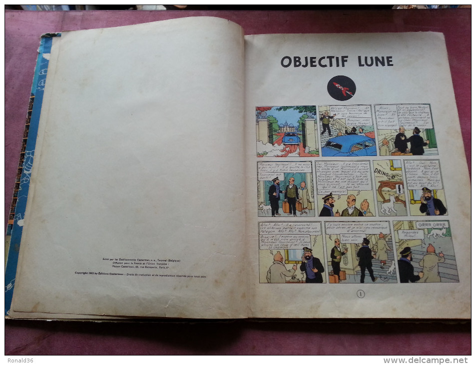 Livre BD Les Aventures De TINTIN Et Milou OBJECTIF LUNE 1953 CASTERMAN Tournai Paris De HERGE ( Fusée Avion Automobile - Hergé