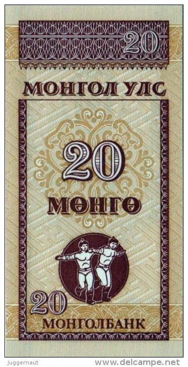 MONGOLIA 20 MONGO BANKNOTE 1993 PICK NO.50 UNCIRCULATED UNC - Mongolia