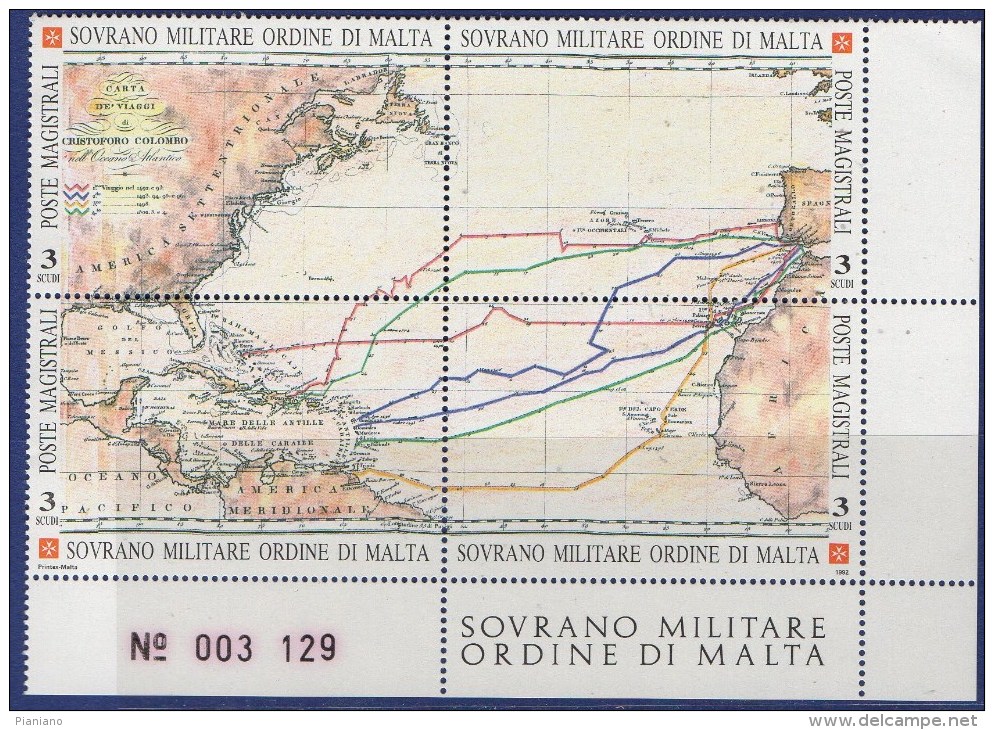 PIA - SMOM - 1992 : 500° Della Scoperta Dell' America   - (UN 410-13) - Sovrano Militare Ordine Di Malta