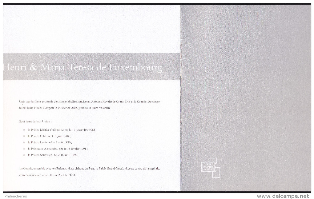 Luxembourg - Encart 2006 Noces D'Argent Henri Et Maria Teresa De Luxembourg (bloc + Carnet Neuf Et Oblitéré) - Neufs