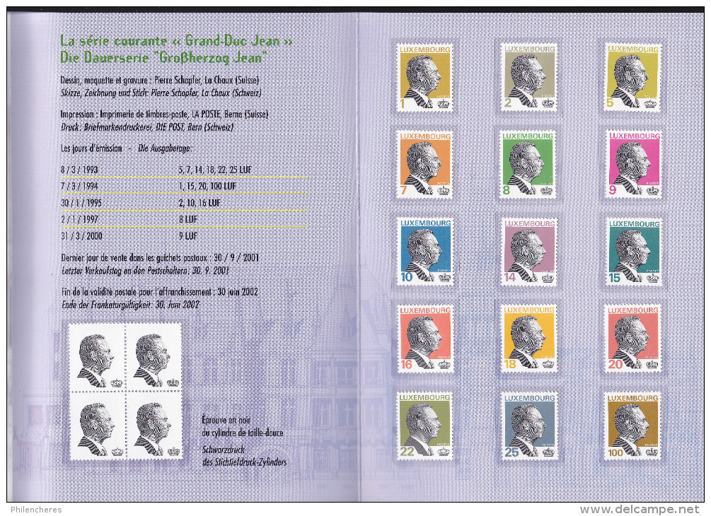 Luxembourg - Encart Les Timbres Postes "Grand Duc Jean" Dont épreuve En Noir Bloc De 4 - Nuevos