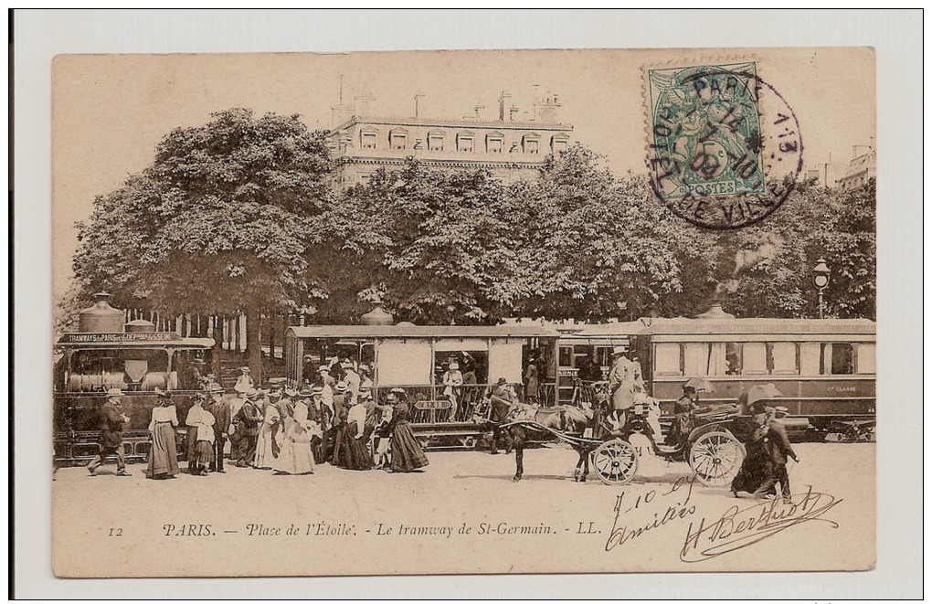 PARIS -  Place De L'Etoile- Le Tramway De St-Germain. - Transport Urbain En Surface