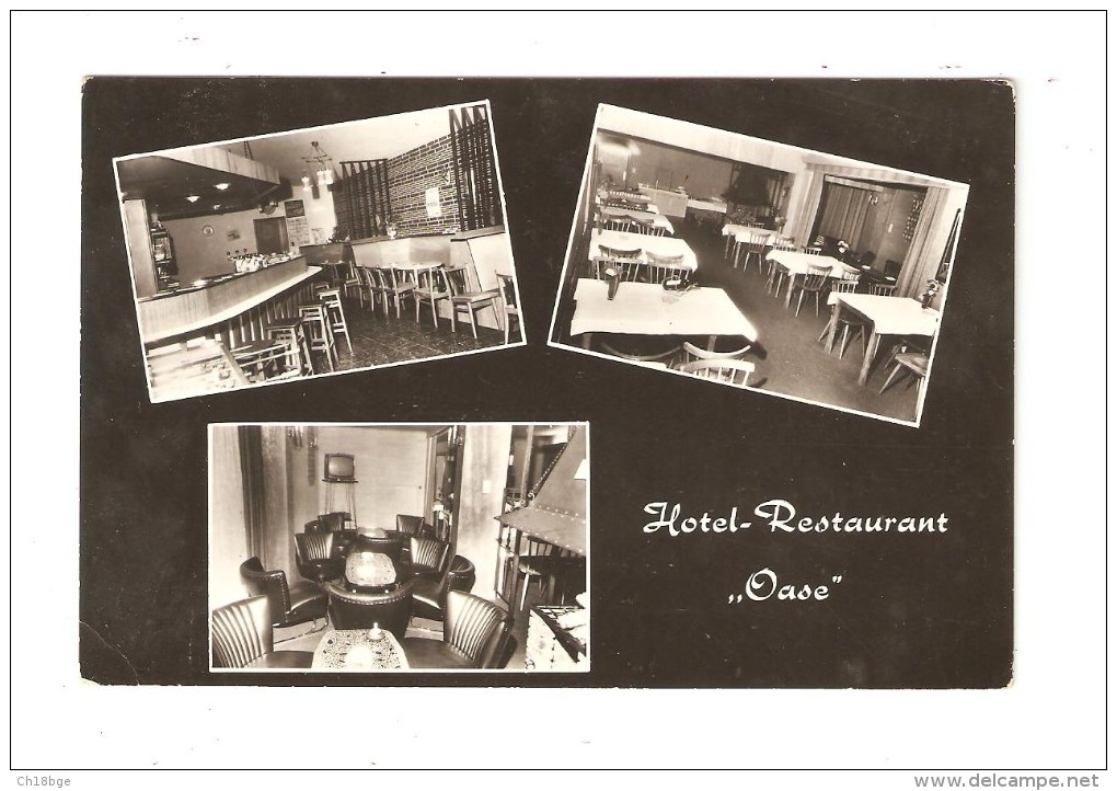 CPA : Genk : Hôtel Restaurant OASE-  Havenstraat - Multivues ( 3 )  - Bar - Restaurant - Salon  - PEU  COMMUNE - Genk