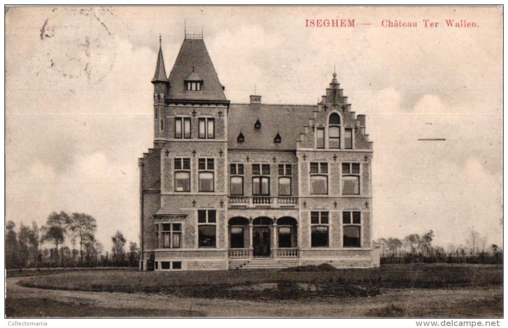 Iseghem  3 CPA       Stationsplaats      Château Ter Wallen  '09     Badhuis  '36 - Izegem