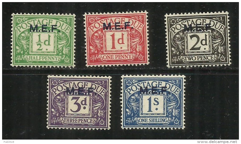 M.E.F. OCCUPAZIONE STRANIERA BRITANNICA MEF 1942 SEGNATASSE POSTAGE DUE TASSE TAXE SERIE COMPLETA COMPLETE SET MNH - Ocu. Británica MEF