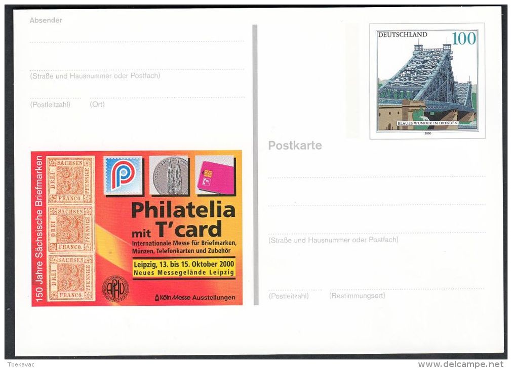 Germany 2000, Illustrated Postal Stationery "Philatelic Exhibition In Leipzig ", Ref.bbzg - Geïllustreerde Postkaarten - Ongebruikt