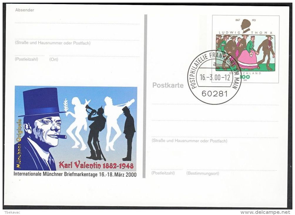 Germany 2000, Illustrated Postal Stationery "Philatelic Exhibition In Munchen" W./postmark "Frankfurt", Ref.bbzg - Illustrated Postcards - Used