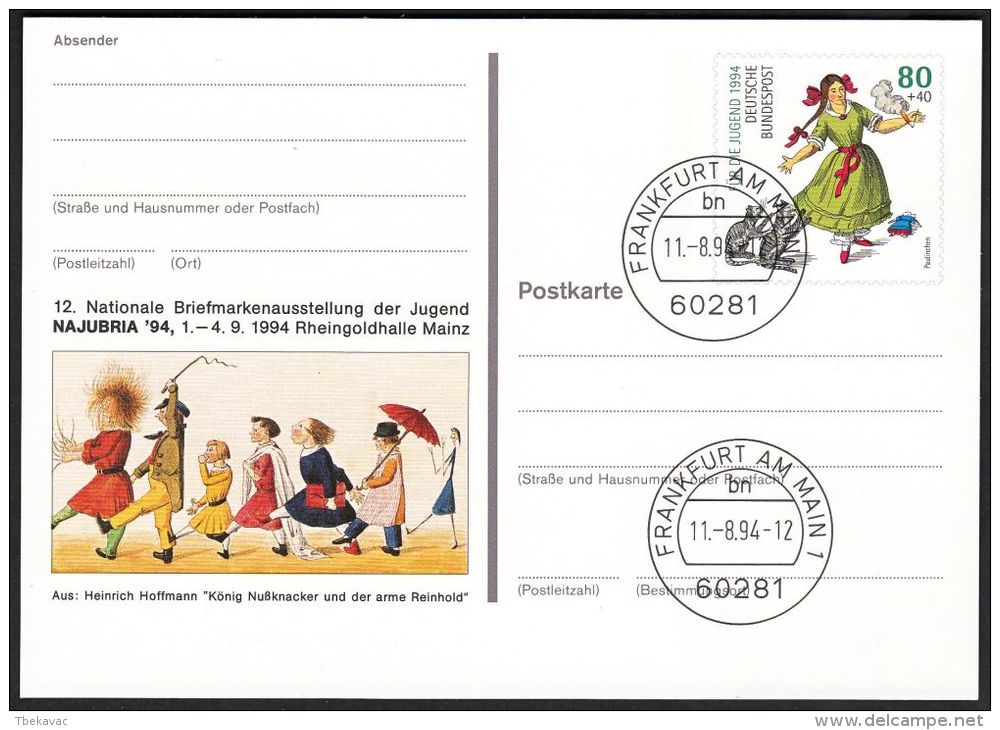 Germany 1994, Illustrated Postal Stationery "Philatelic Exhibition In Mainz" W./postmark "Frankfurt", Ref.bbzg - Cartes Postales Illustrées - Oblitérées