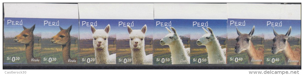 O) 2009 PERU, ARTIODACTYL- VICUñA-ALPACA-GUANACO, SET IMPERFORATE MNH - Peru