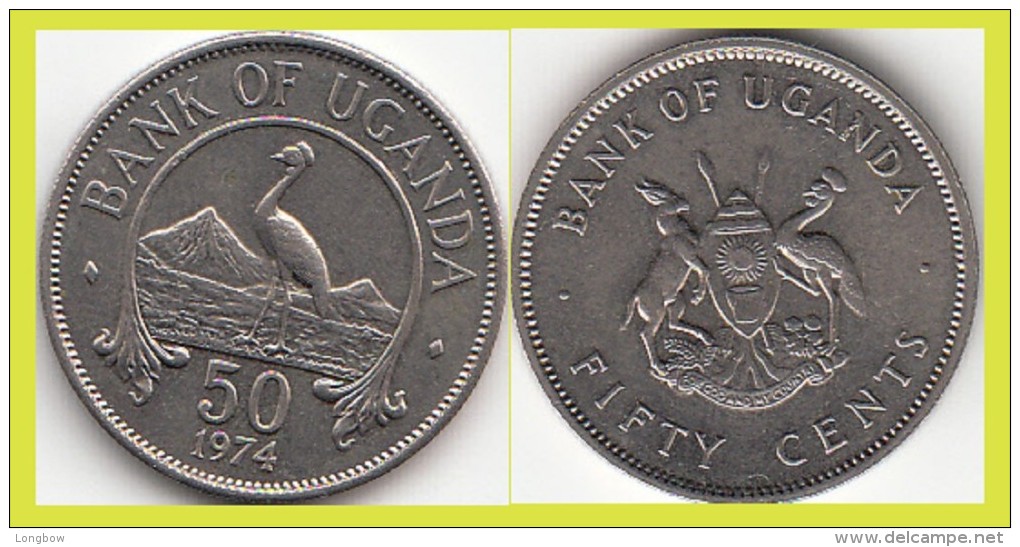 UGANDA 50 Cents 1974 KM#4 - Used - Uganda