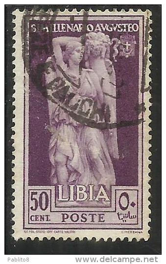 COLONIE ITALIANE LIBIA 1938 AUGUSTO CENT. 50c USED USATO OBLITERE' - Africa Oriental Italiana