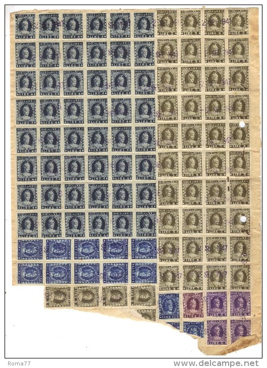 BIG - REPUBBLICA 1947 , Ricevuta Di Cassa Ripiegata Con Marche Da Bollo In Blocchi. Difetti - Revenue Stamps