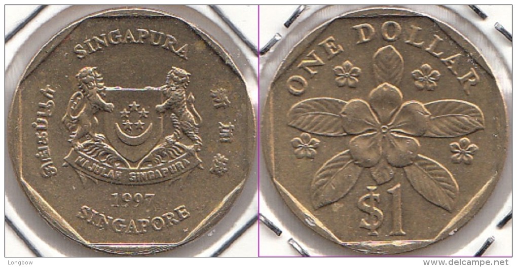 SINGAPORE 1 Dollar 1997 (downwards Ribbon) Km#103 - Used - Singapore