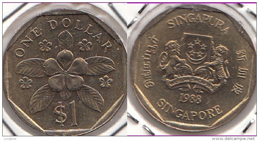 SINGAPORE 1 Dollar 1988   Km#54b - Used - Singapur