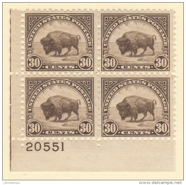 USA SC #700 MNH PB4 1931 30c American Buffalo #20551, CV $95.00 - Plate Blocks & Sheetlets