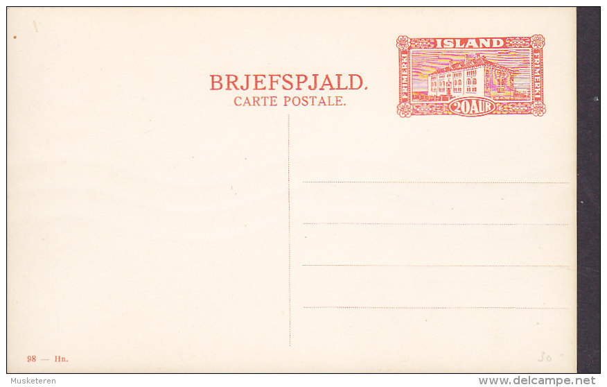 Iceland Postal Stationery Ganzsache Entier 20 Aur Brjefspjald Nationalmuseum Reykjavik (98-Hn) Mint - Enteros Postales