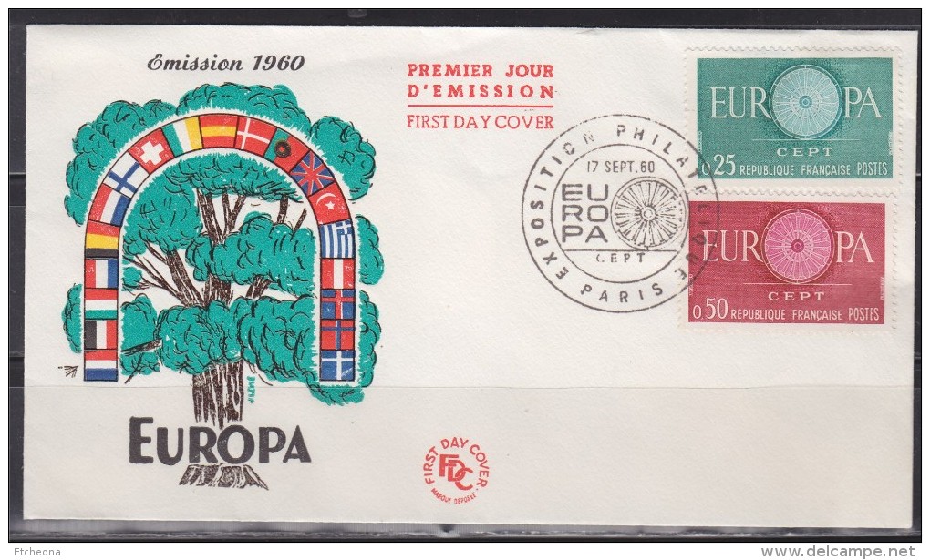 = Enveloppe 1er Jour Europa France N°1266 Et 1267, Paris 17.9.60 Exposition Philatélique - 1960