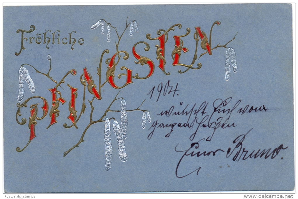 Pfingsten, Prägekarte, 1904 - Pinksteren