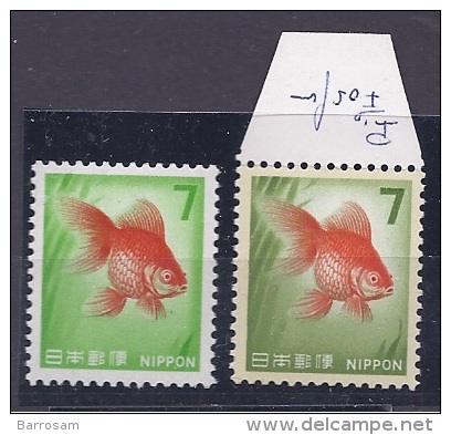 Japan1966: 837,837a Mnh** Cat.Value 23Euros($29) FISH - Neufs