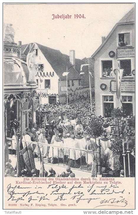TELGTE Markt Jubeljahr 1904 Krönung Des Gnadenbildes Durch Kardinal Fischer Kreis Münster 11.6.1904 Ortsstempel HAMM - Telgte