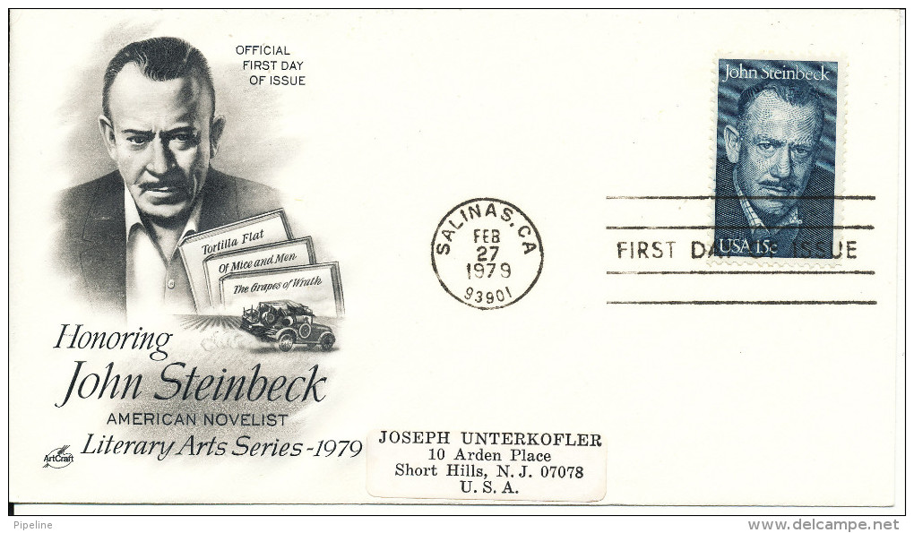 USA FDC 27-2-1979 Honoring John Steinbeck With ArtCraft Cachet - 1971-1980