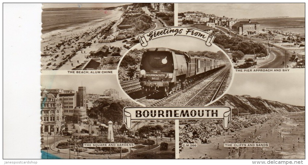 REAL PHOTOGRAPHIC MULTI-VIEW BOURNEMOUTH - SHOWING THE BOURNEMOUTH BELLE - Bournemouth (hasta 1972)