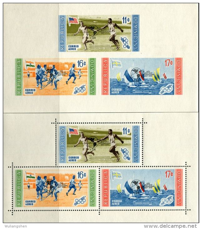 AT2816 Dominica 1956 Olympic Games 2M/S Imperf Surcharged MNH - Ete 1956: Melbourne