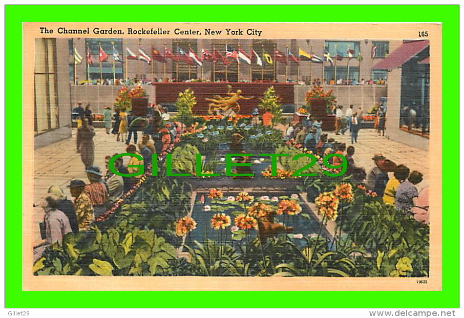 NEW YORK CITY, NY - THE CHANNEL GARDEN, ROCKEFELLER CENTER - ANIMATED - TRAVEL IN 1961 - ACACIA CARD CO - - Autres Monuments, édifices